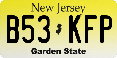 NJ license plate B53KFP