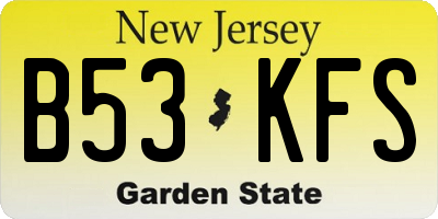 NJ license plate B53KFS