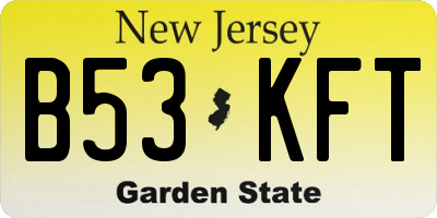 NJ license plate B53KFT