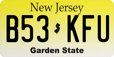 NJ license plate B53KFU
