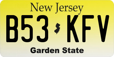 NJ license plate B53KFV