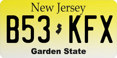 NJ license plate B53KFX