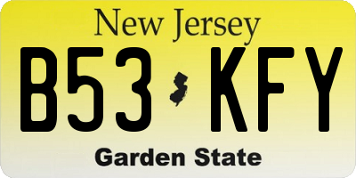 NJ license plate B53KFY