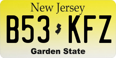 NJ license plate B53KFZ