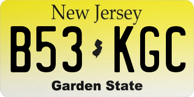 NJ license plate B53KGC