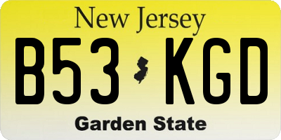 NJ license plate B53KGD