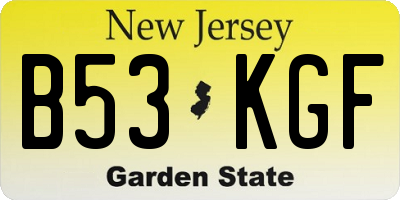NJ license plate B53KGF