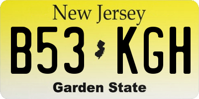 NJ license plate B53KGH