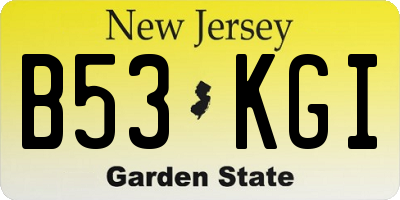 NJ license plate B53KGI
