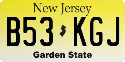 NJ license plate B53KGJ