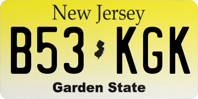 NJ license plate B53KGK