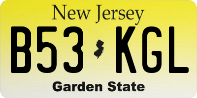 NJ license plate B53KGL