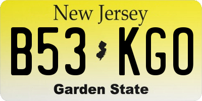 NJ license plate B53KGO
