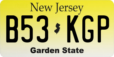 NJ license plate B53KGP