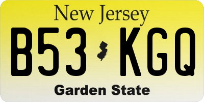 NJ license plate B53KGQ