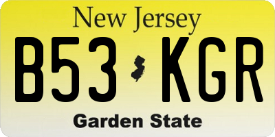 NJ license plate B53KGR