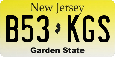 NJ license plate B53KGS