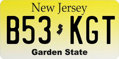 NJ license plate B53KGT
