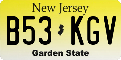 NJ license plate B53KGV