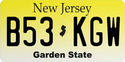 NJ license plate B53KGW