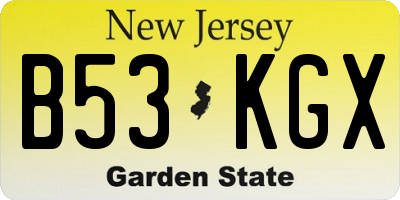 NJ license plate B53KGX