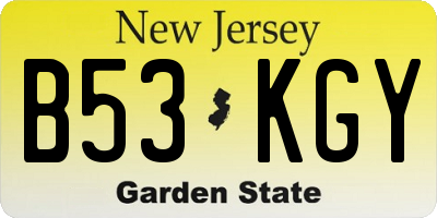 NJ license plate B53KGY