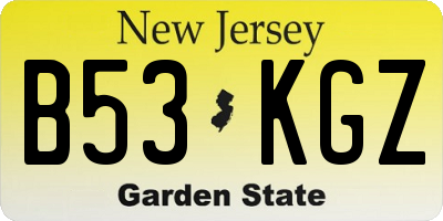 NJ license plate B53KGZ