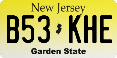 NJ license plate B53KHE