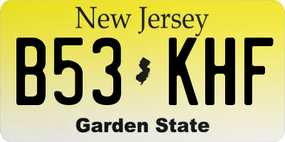 NJ license plate B53KHF