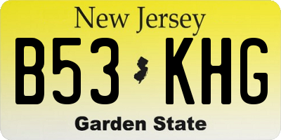 NJ license plate B53KHG
