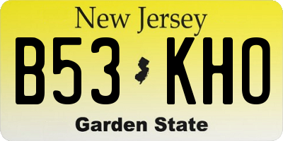 NJ license plate B53KHO