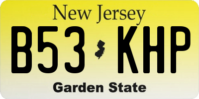 NJ license plate B53KHP