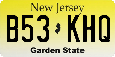 NJ license plate B53KHQ