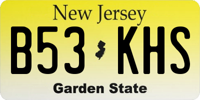 NJ license plate B53KHS