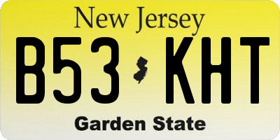 NJ license plate B53KHT