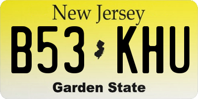 NJ license plate B53KHU