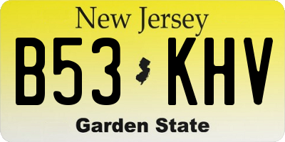 NJ license plate B53KHV