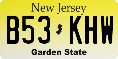 NJ license plate B53KHW