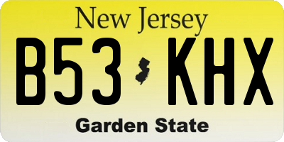 NJ license plate B53KHX