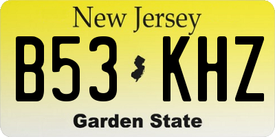 NJ license plate B53KHZ