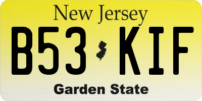 NJ license plate B53KIF