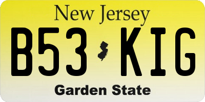 NJ license plate B53KIG