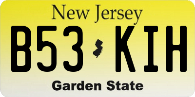 NJ license plate B53KIH