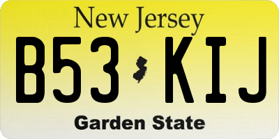 NJ license plate B53KIJ