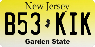NJ license plate B53KIK