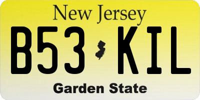 NJ license plate B53KIL