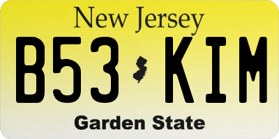 NJ license plate B53KIM