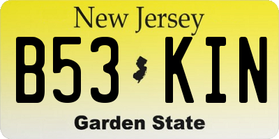 NJ license plate B53KIN