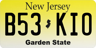 NJ license plate B53KIO