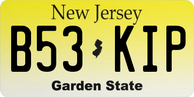 NJ license plate B53KIP